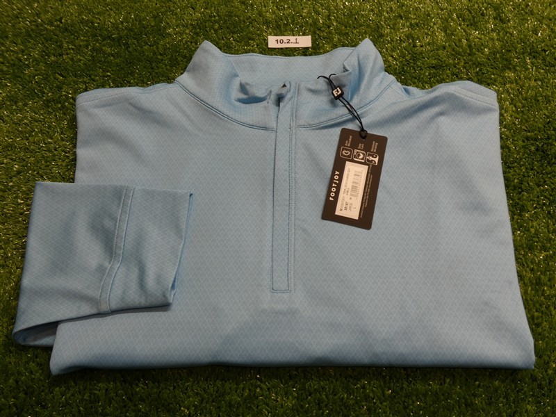 FootJoy Mens Tonal Deco Diamond Quarter-Zip Golf Pullover Air Blue Large 35187
