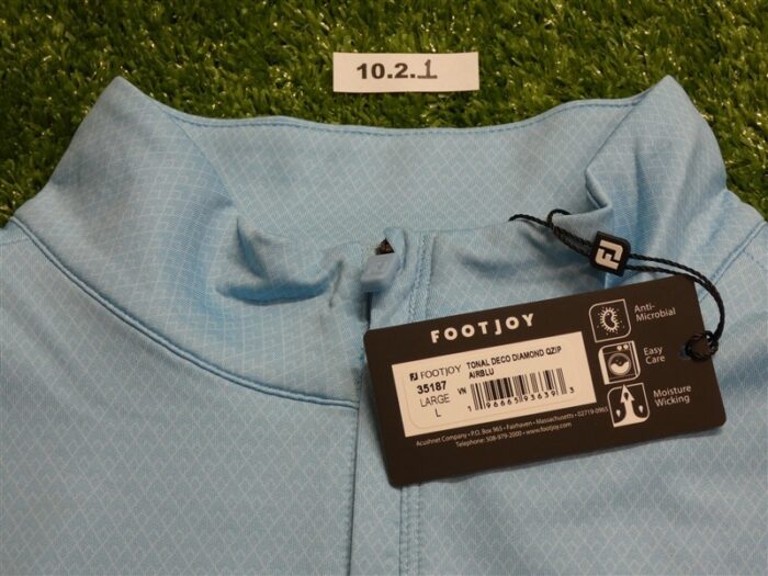 FootJoy Mens Tonal Deco Diamond Quarter-Zip Golf Pullover Air Blue Large 35187