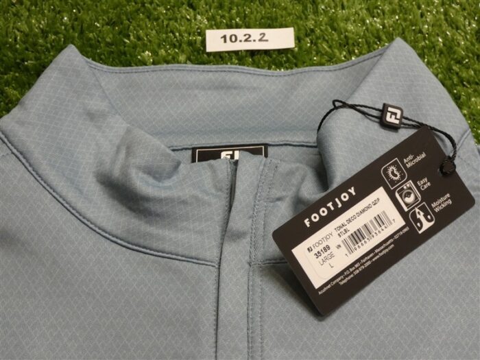 FootJoy Mens Tonal Deco Diamond Quarter-Zip Golf Pullover Steel Blue Large 35189