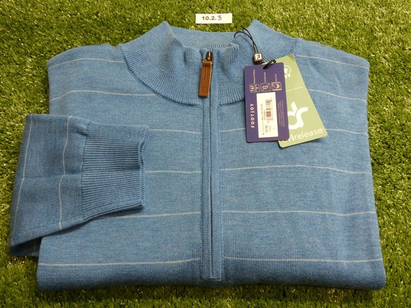 FootJoy Mens Wool Heather Stripe Quarter-Zip Golf Sweater Blue Large 35183
