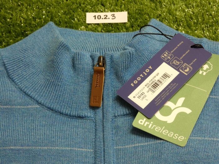 FootJoy Mens Wool Heather Stripe Quarter-Zip Golf Sweater Blue Large 35183