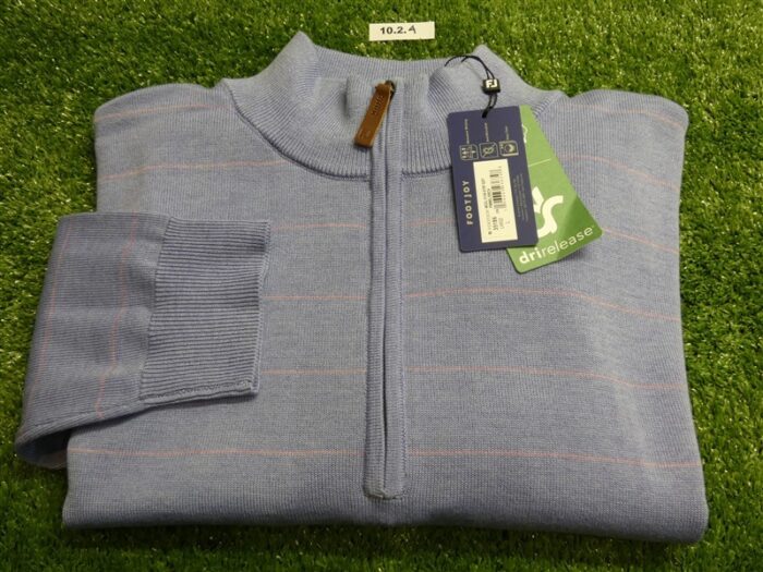 FootJoy Mens Wool Heather Stripe Quarter-Zip Golf Sweater Perwinkle Large 35186