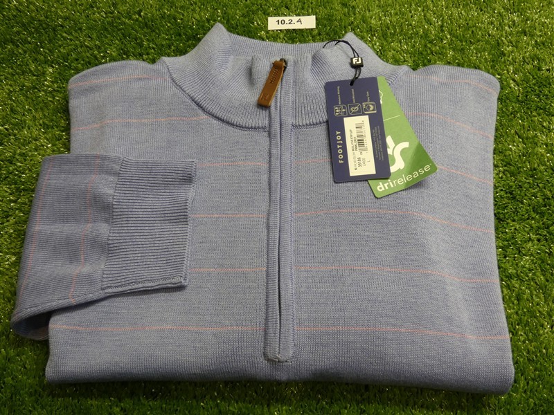 FootJoy Mens Wool Heather Stripe Quarter-Zip Golf Sweater Perwinkle Large 35186