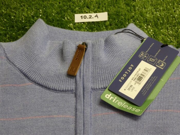 FootJoy Mens Wool Heather Stripe Quarter-Zip Golf Sweater Perwinkle Large 35186