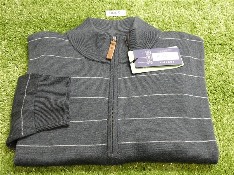 FootJoy Mens Wool Heather Stripe Quarter-Zip Golf Sweater Navy Blue Large 35184