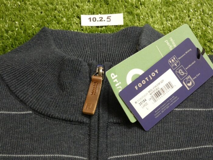 FootJoy Mens Wool Heather Stripe Quarter-Zip Golf Sweater Navy Blue Large 35184