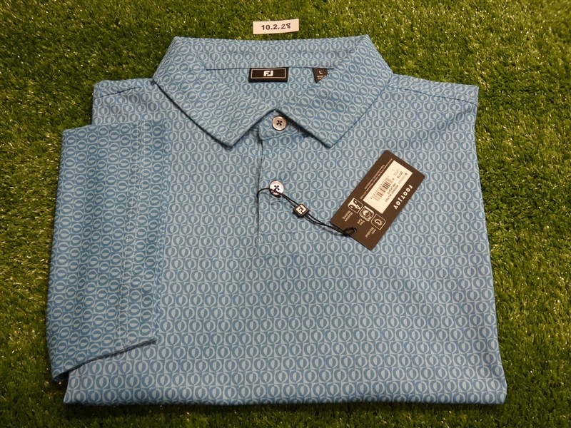FootJoy Mens Modernist Geo Pique Polo Golf Shirt Air Blue/High Tide Large 35119