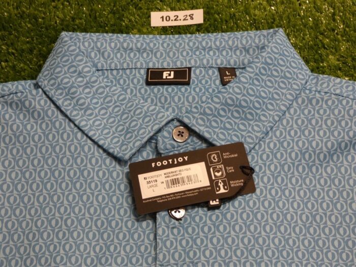 FootJoy Mens Modernist Geo Pique Polo Golf Shirt Air Blue/High Tide Large 35119