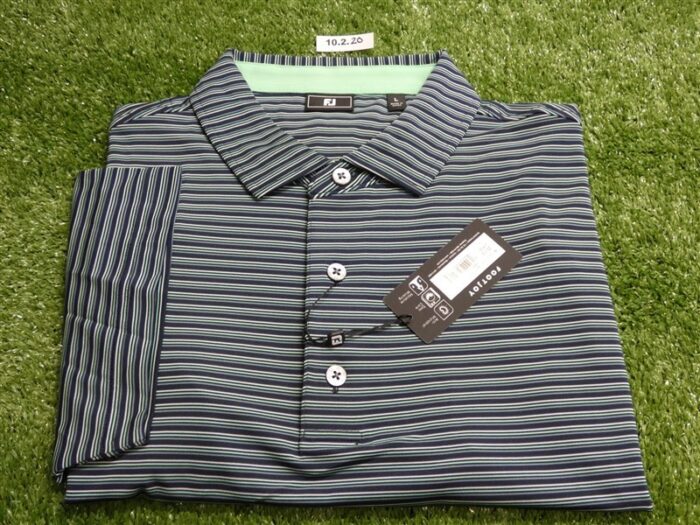 FootJoy Mens Triple Pin Lisle Polo Golf Shirt Navy Large 35113