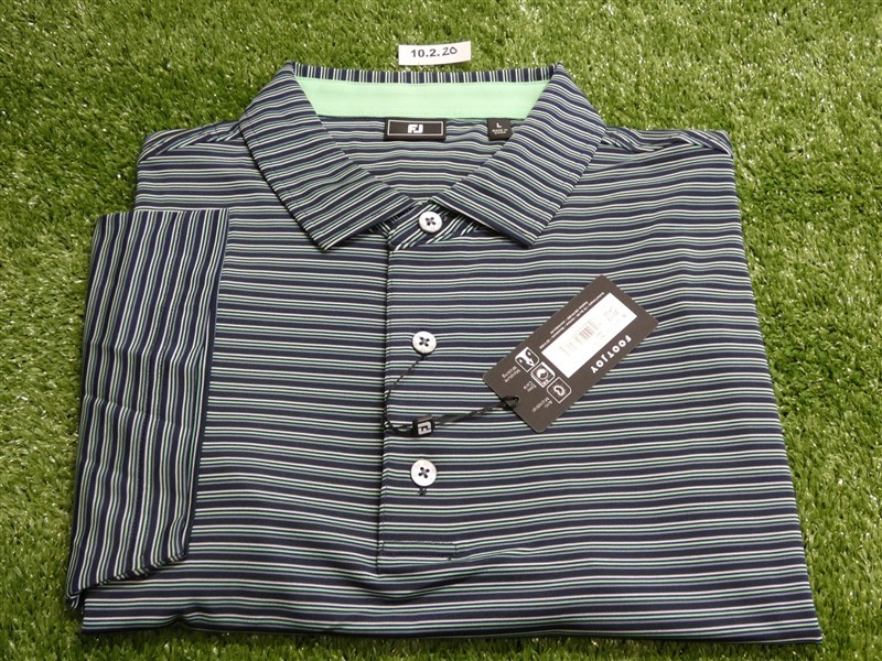 FootJoy Mens Triple Pin Lisle Polo Golf Shirt Navy Large 35113
