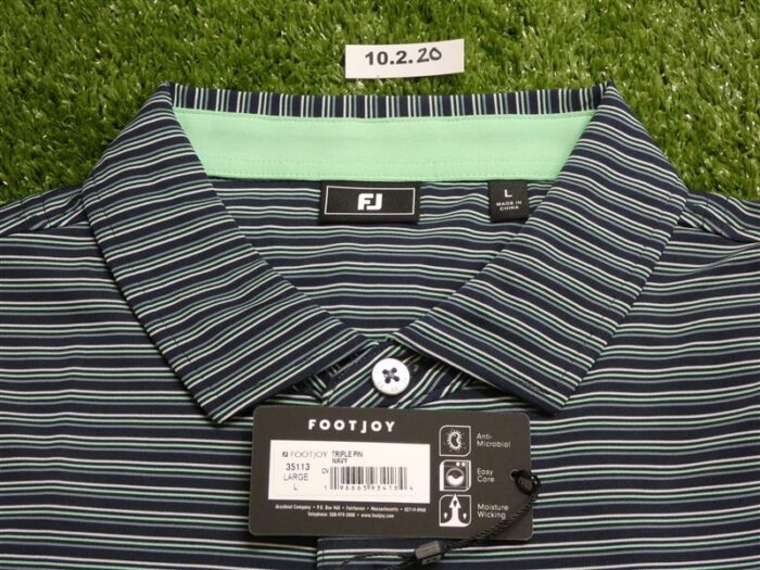 FootJoy Mens Triple Pin Lisle Polo Golf Shirt Navy Large 35113