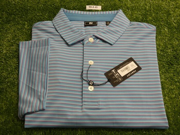FootJoy Mens Triple Pin Lisle Polo Golf Shirt Air Blue Large 35104