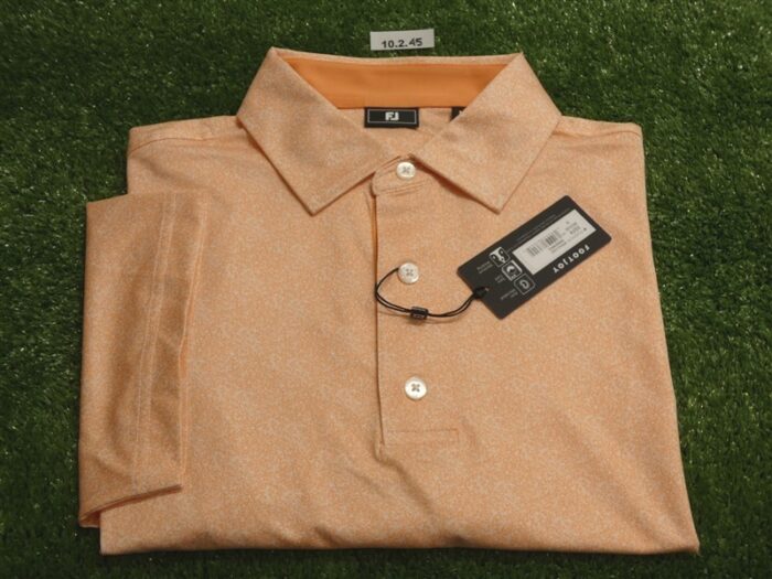 FootJoy Mens Speckle Lisle Polo Golf Shirt Orange/White Medium 33278