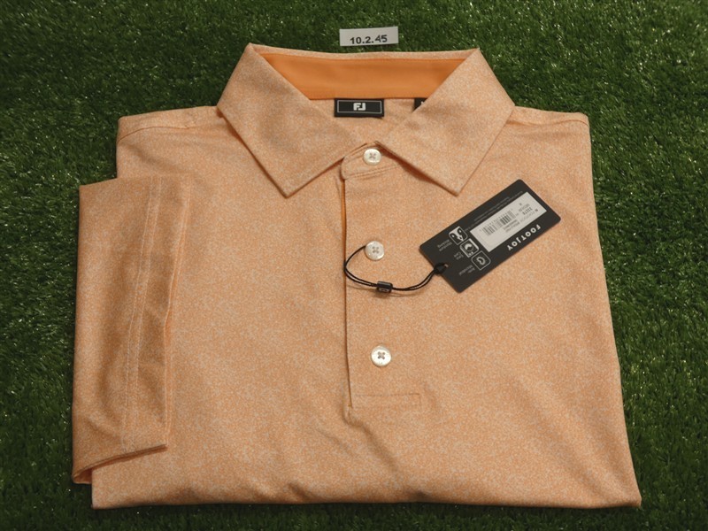 FootJoy Mens Speckle Lisle Polo Golf Shirt Orange/White Medium 33278