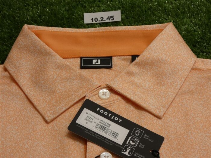 FootJoy Mens Speckle Lisle Polo Golf Shirt Orange/White Medium 33278