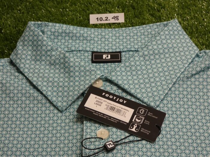 FootJoy Mens Dot Geo Lisle Polo Golf Shirt Mint/White/Navy Large 30056