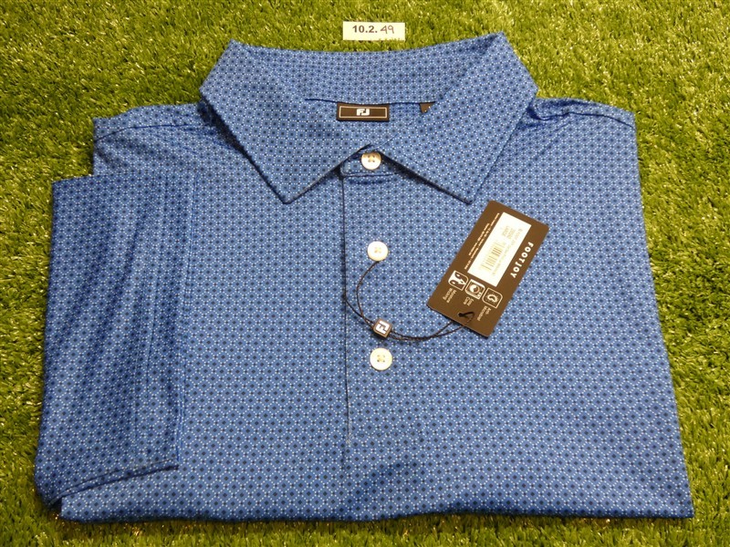 FootJoy Mens Dot Geo Lisle Polo Golf Shirt Royal/Navy/White Large 28580