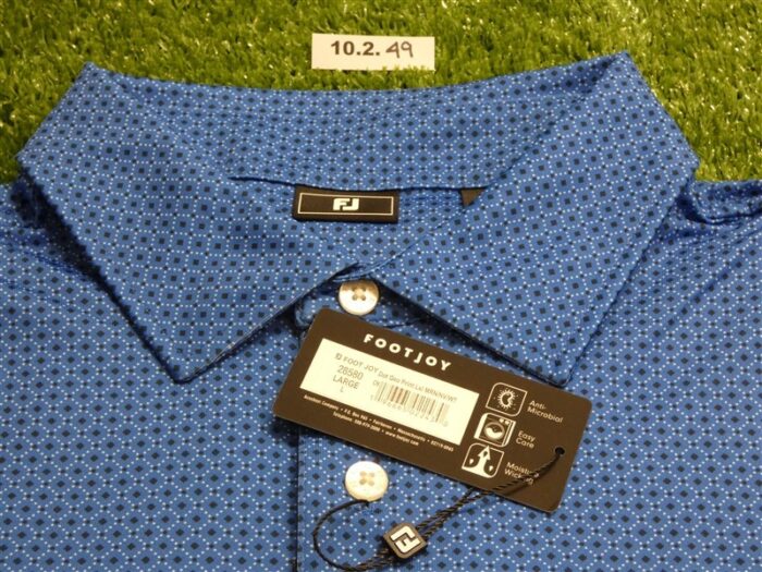 FootJoy Mens Dot Geo Lisle Polo Golf Shirt Royal/Navy/White Large 28580