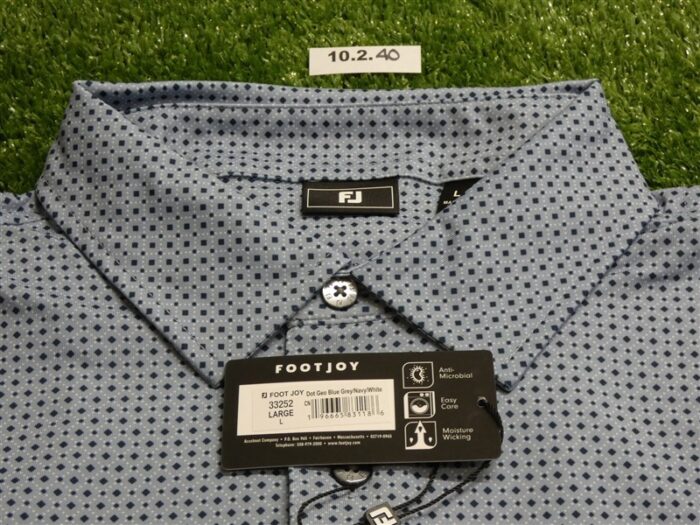 FootJoy Mens Dot Geo Lisle Polo Golf Shirt Blue Grey/Navy/White Large 33252