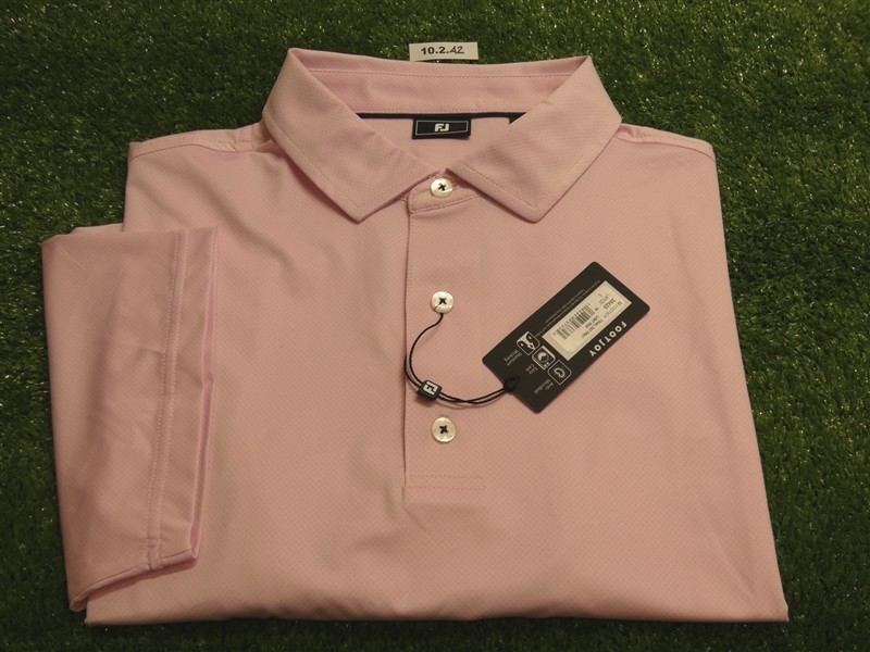 FootJoy Mens Tonal Dot Lisle Polo Golf Shirt Light Pink Large 35423