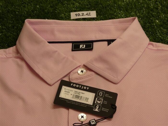 FootJoy Mens Tonal Dot Lisle Polo Golf Shirt Light Pink Large 35423