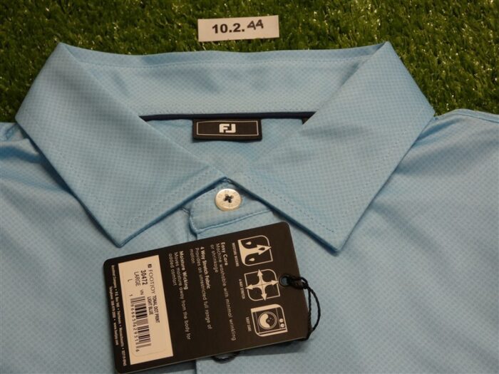 FootJoy Mens Tonal Dot Lisle Polo Golf Shirt Light Blue Large 30472