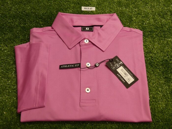 FootJoy Mens Athletic Fit Tonal Dot Lisle Polo Golf Shirt Pink Large 33266