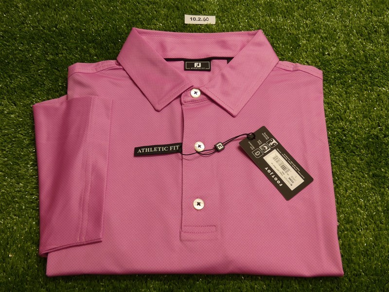 FootJoy Mens Athletic Fit Tonal Dot Lisle Polo Golf Shirt Pink Large 33266