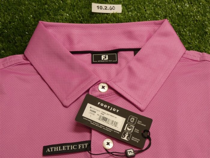 FootJoy Mens Athletic Fit Tonal Dot Lisle Polo Golf Shirt Pink Large 33266
