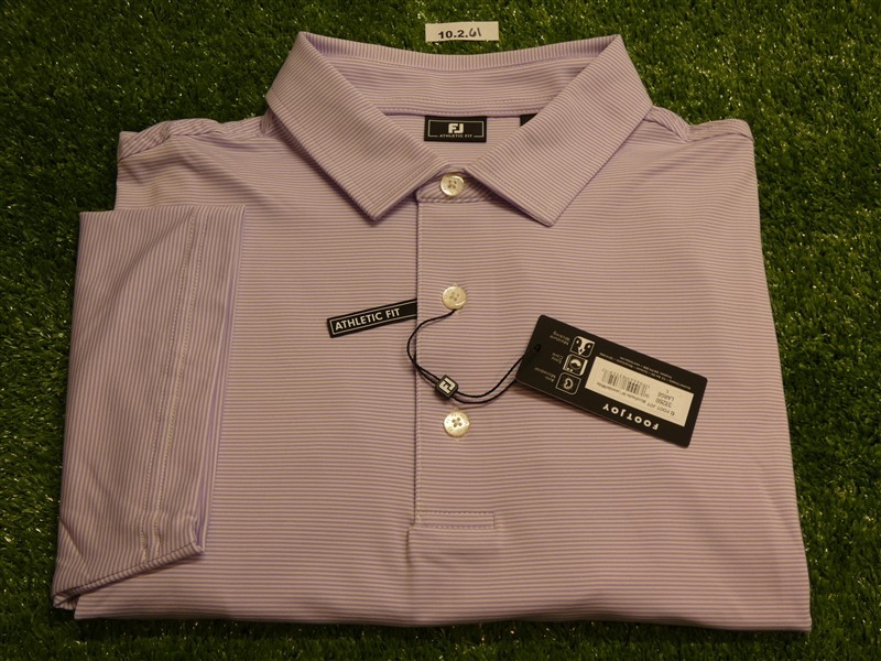 FootJoy Mens Athletic Fit MicroFeeder Lisle Polo Golf Shirt Lavender Large 33260