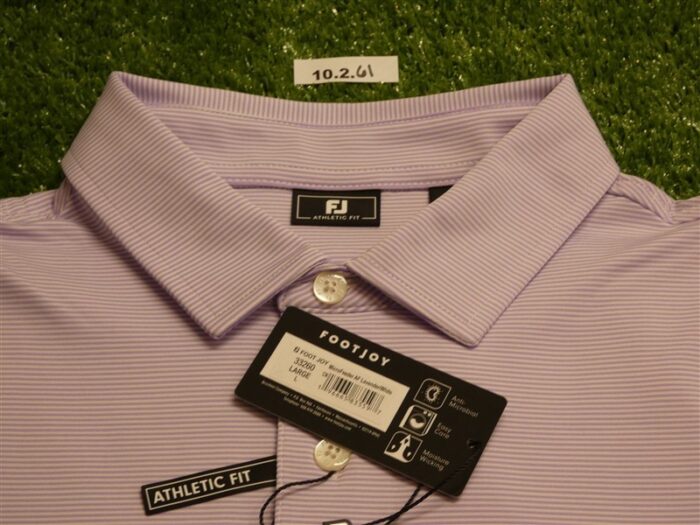 FootJoy Mens Athletic Fit MicroFeeder Lisle Polo Golf Shirt Lavender Large 33260