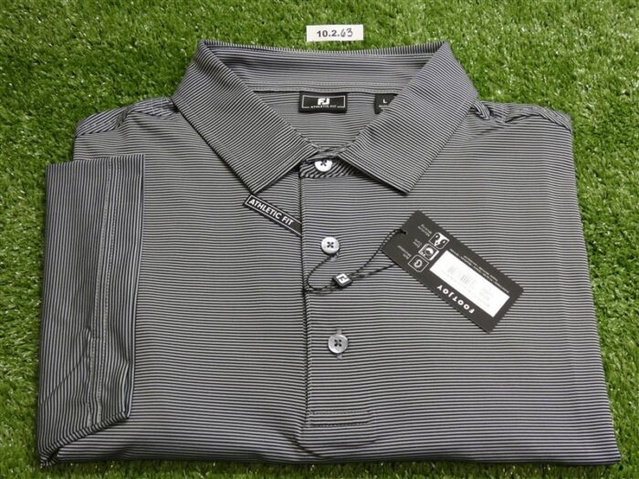 FootJoy Mens Athletic Fit MicroFeeder Lisle Polo Golf Shirt Black Large 33258