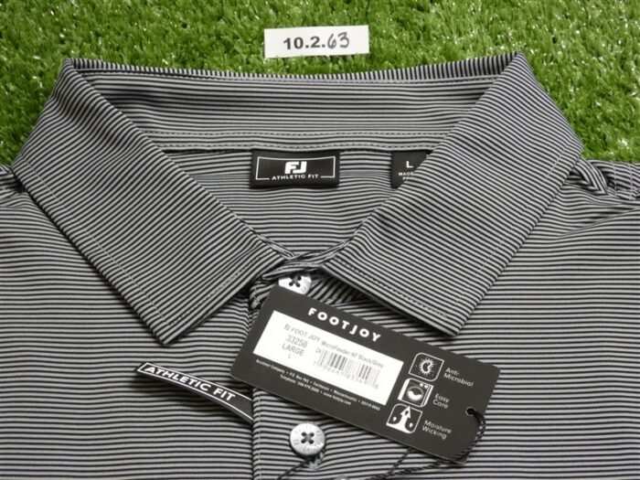 FootJoy Mens Athletic Fit MicroFeeder Lisle Polo Golf Shirt Black Large 33258