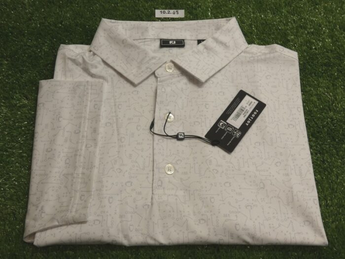 FootJoy Mens X and O Lisle Polo Golf Shirt White/Fog Large 38886