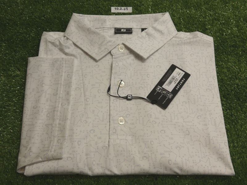 FootJoy Mens X and O Lisle Polo Golf Shirt White/Fog Large 38886