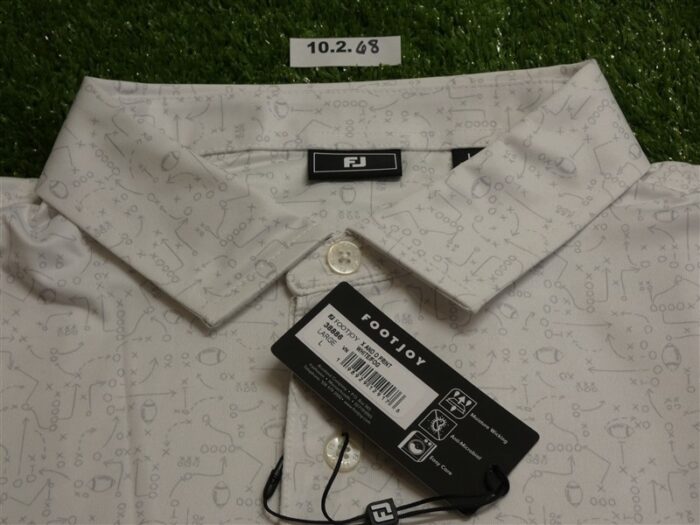 FootJoy Mens X and O Lisle Polo Golf Shirt White/Fog Large 38886