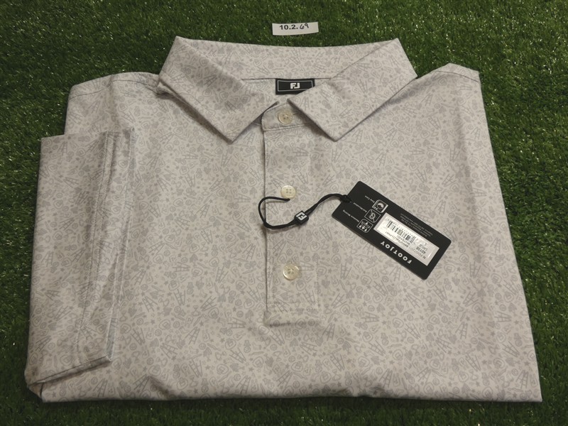 FootJoy Mens Basketball 25 Lisle Polo Golf Shirt White/Fog Large 40158
