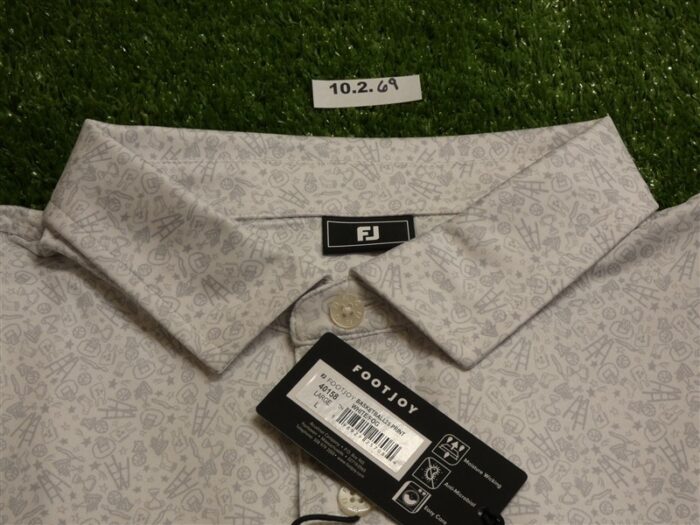 FootJoy Mens Basketball 25 Lisle Polo Golf Shirt White/Fog Large 40158