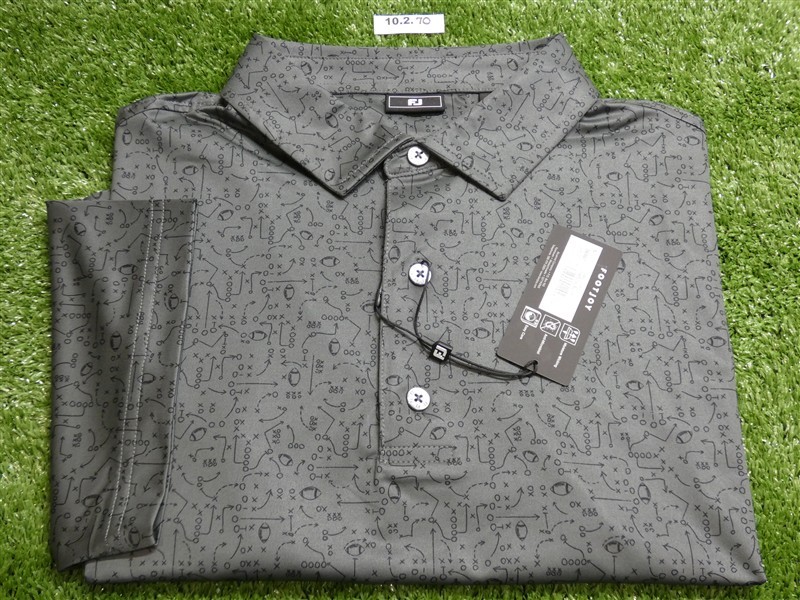FootJoy Mens X and O Lisle Polo Golf Shirt Charcoal/Black Large 38887