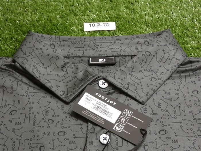 FootJoy Mens X and O Lisle Polo Golf Shirt Charcoal/Black Large 38887