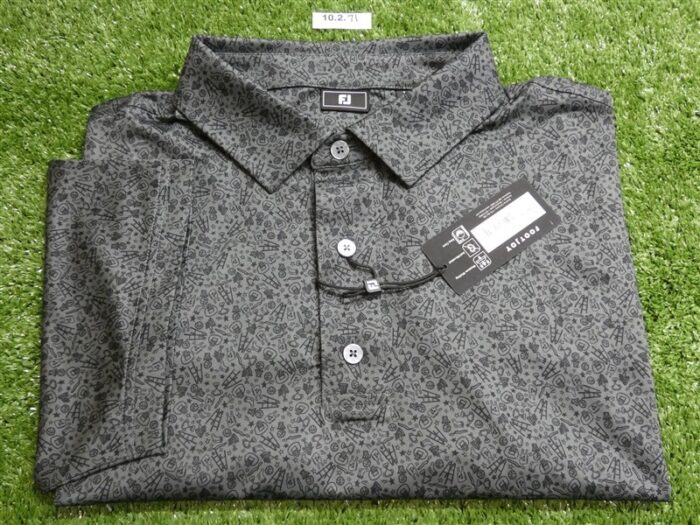 FootJoy Mens Basketball 25 Lisle Polo Golf Shirt Charcoal/Black Large 40159