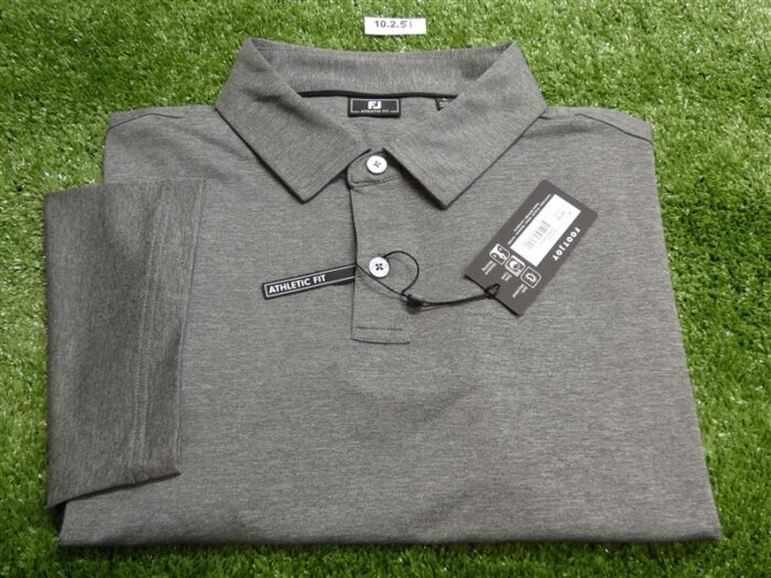 FootJoy Mens Athletic Fit Solid Lisle Polo Golf Shirt Charcoal Large 28149