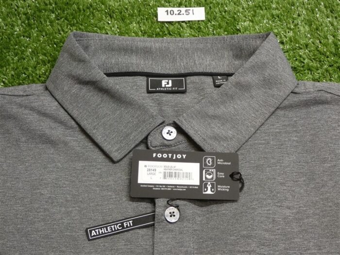 FootJoy Mens Athletic Fit Solid Lisle Polo Golf Shirt Charcoal Large 28149
