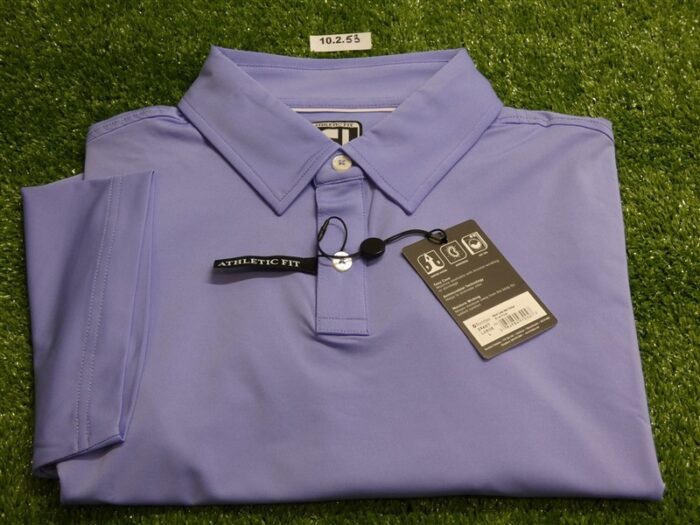 FootJoy Mens Athletic Fit Solid Lisle Polo Golf Shirt Blue Violet Large 29687