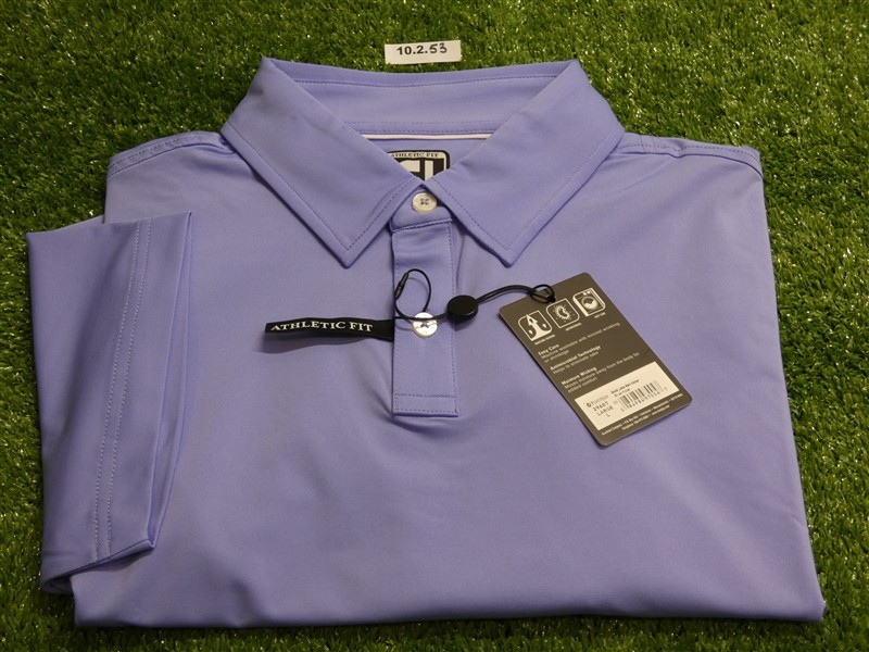 FootJoy Mens Athletic Fit Solid Lisle Polo Golf Shirt Blue Violet Large 29687