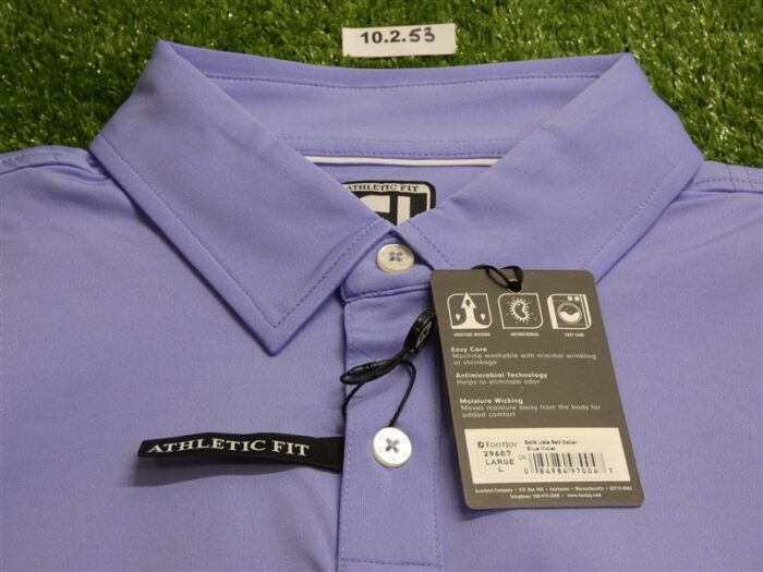 FootJoy Mens Athletic Fit Solid Lisle Polo Golf Shirt Blue Violet Large 29687