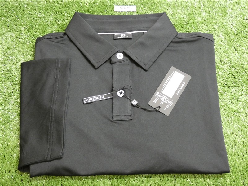 FootJoy Mens Athletic Fit Solid Lisle Polo Golf Shirt Black Large 29668