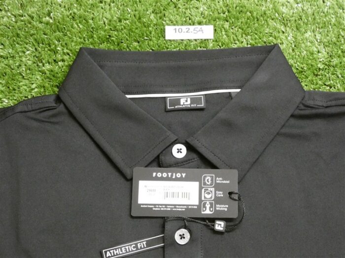 FootJoy Mens Athletic Fit Solid Lisle Polo Golf Shirt Black Large 29668