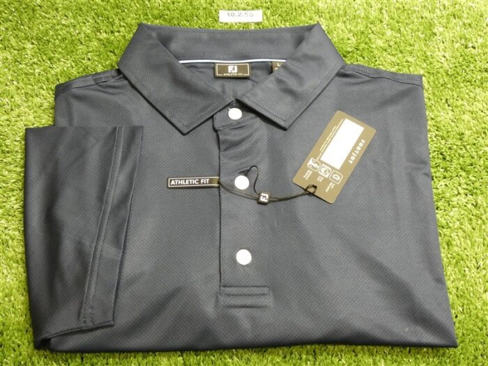 FootJoy Mens Athletic Fit Tonal Dot Lisle Polo Golf Shirt Navy Blue Large 33264