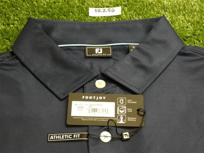 FootJoy Mens Athletic Fit Tonal Dot Lisle Polo Golf Shirt Navy Blue Large 33264